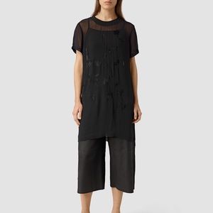 NWT All Saints Sheer Mesh Embroidered Dress